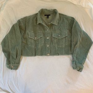 Mint Green Women’s cropped Forever 21 corduroy jacket